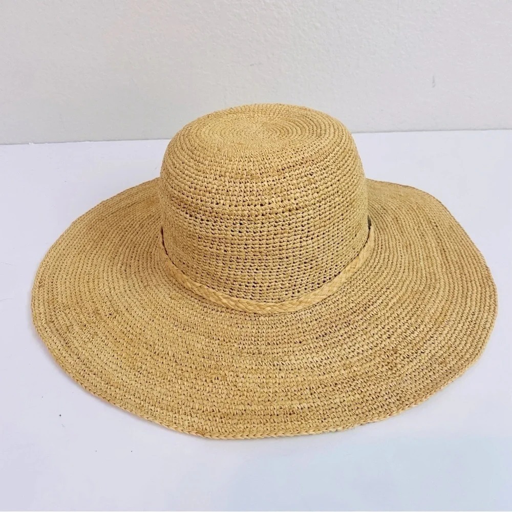 Callanan Straw Embroidered Flower Wide Brim Sun Hat OS